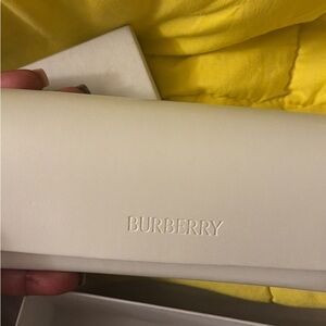 Burberry Cream Leather Sunglass Case with Embossed Logo
